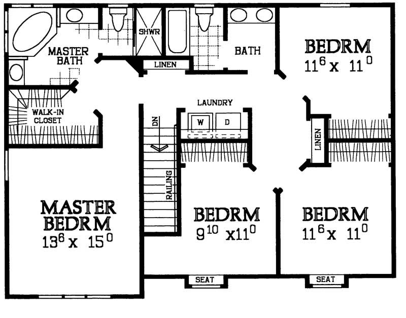 Floor Plan Second Story of Country Plan #137-1145