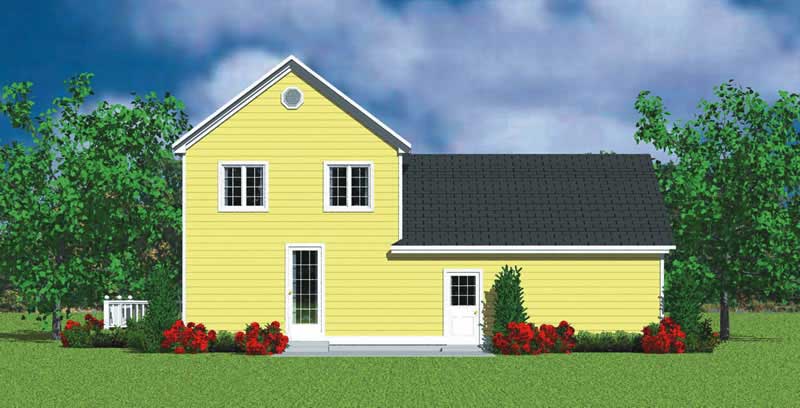 Home Plan Rear Elevation of this 3-Bedroom,1402 Sq Ft Plan -137-1146