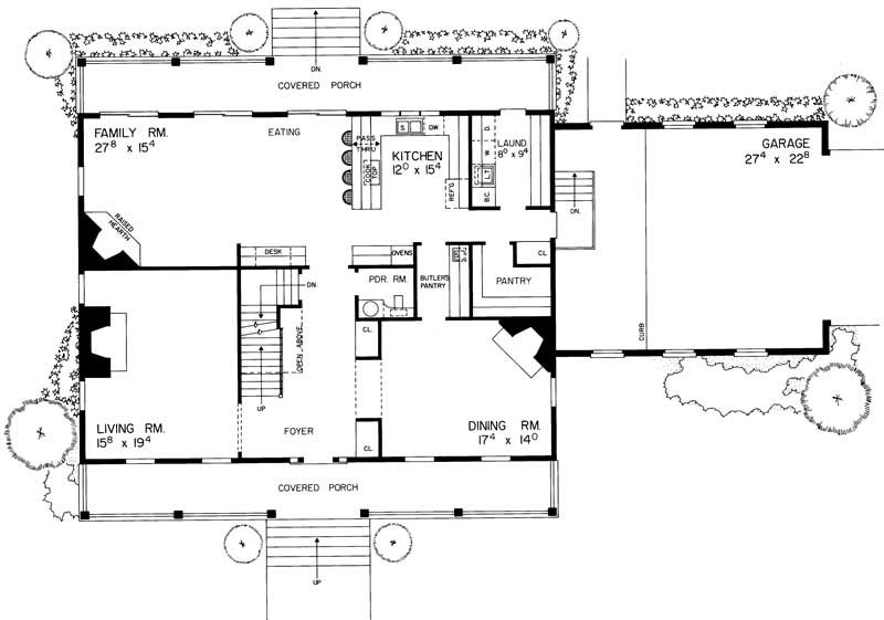 Floor Plan First Story of Colonial Plan #137-1150