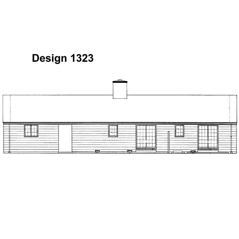 Home Plan Rear Elevation of this 3-Bedroom,1344 Sq Ft Plan -137-1154