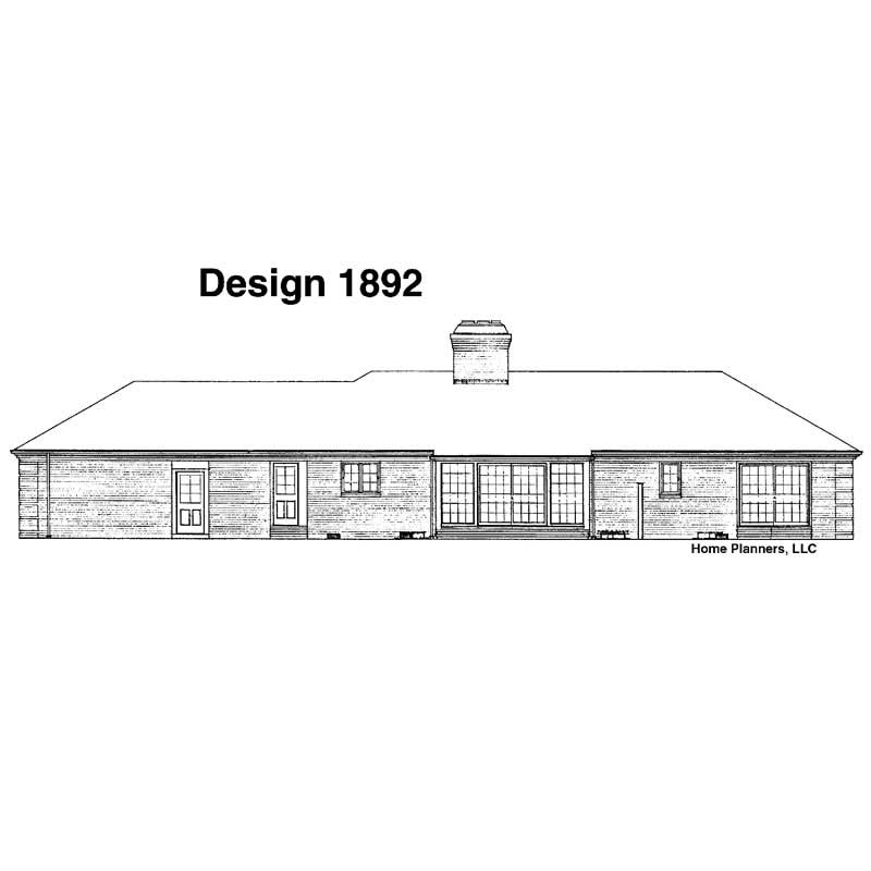 Home Plan Rear Elevation of this 3-Bedroom,2036 Sq Ft Plan -137-1162