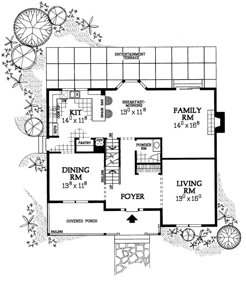 Floor Plan First Story of Country Plan #137-1164