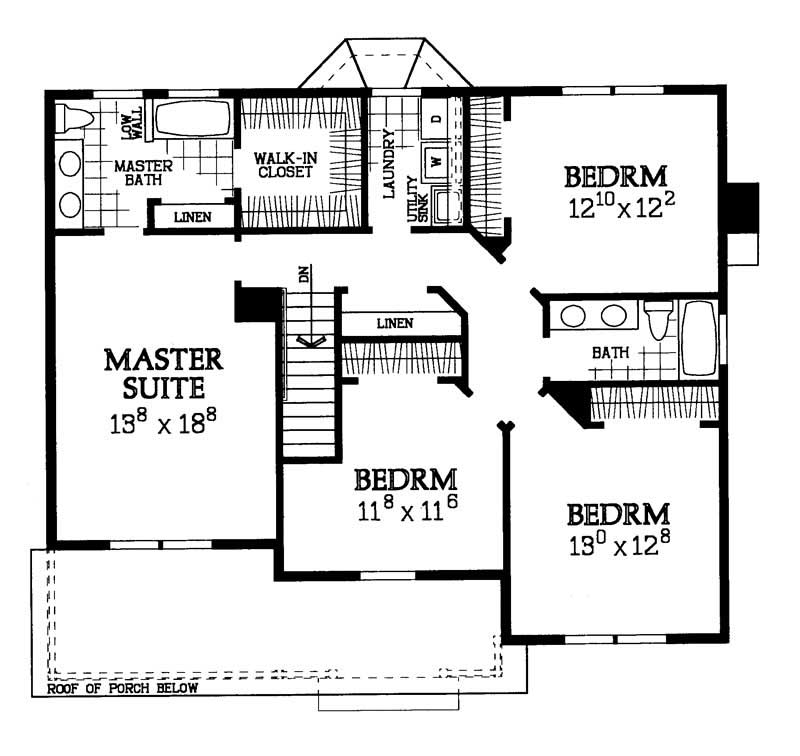 Floor Plan Second Story of Country Plan #137-1164
