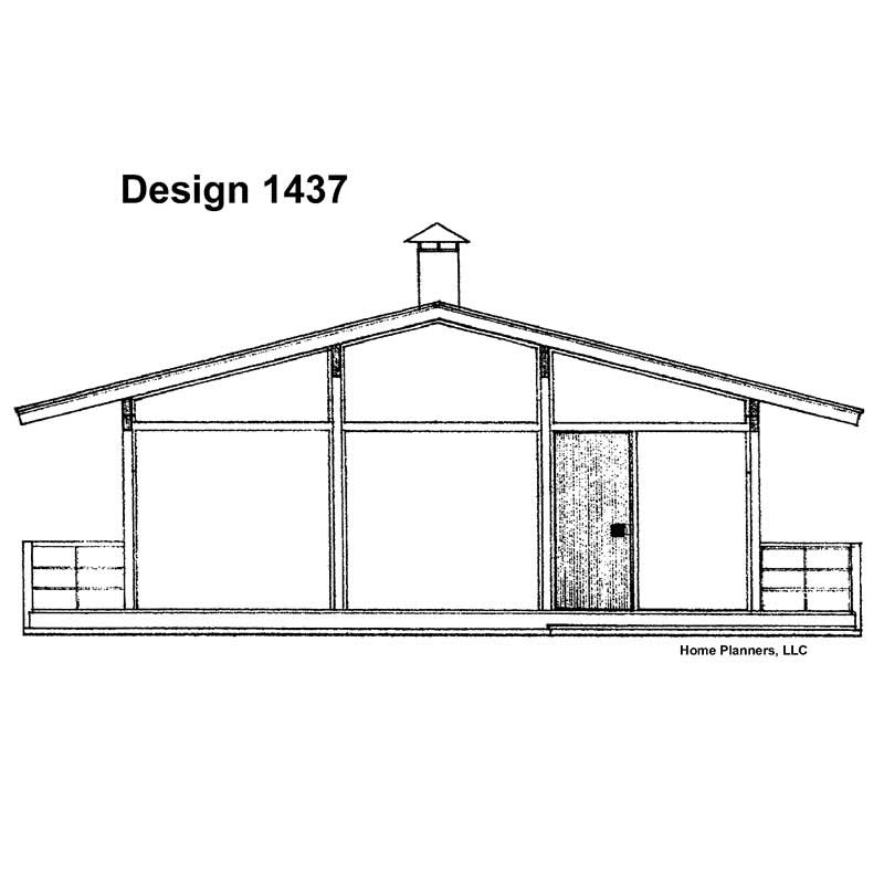 Home Plan Rear Elevation of this 3-Bedroom,1184 Sq Ft Plan -137-1168