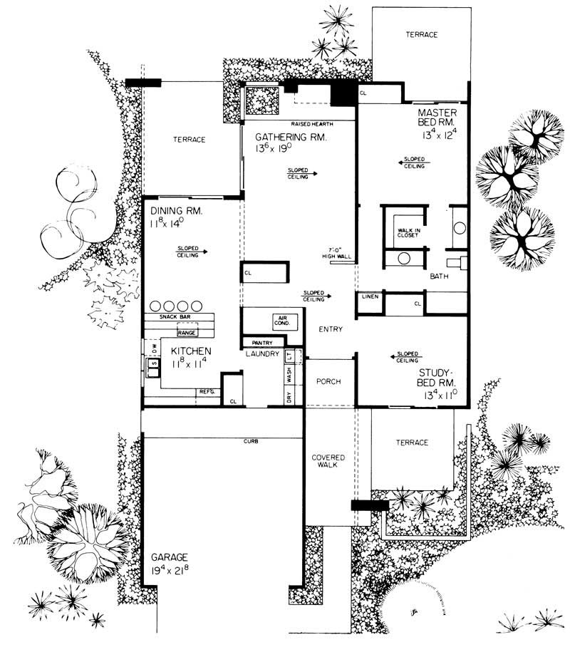 Floor Plan First Story of Contemporary Plan #137-1174