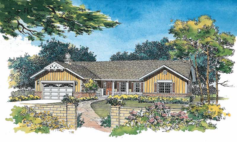 Home Plan Front Elevation of this 3-Bedroom,2076 Sq Ft Plan -137-1176