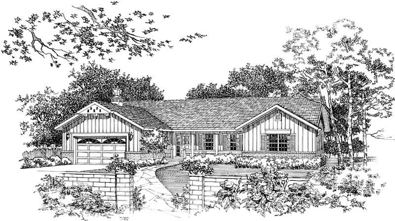 Home Plan Front Elevation of this 3-Bedroom,2076 Sq Ft Plan -137-1176