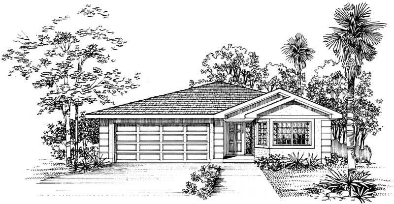 Home Plan Front Elevation of this 3-Bedroom,1430 Sq Ft Plan -137-1189