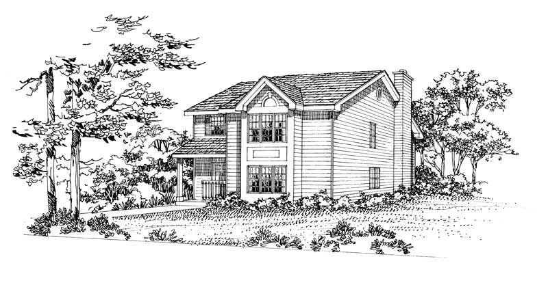 Home Plan Front Elevation of this 4-Bedroom,2080 Sq Ft Plan -137-1198