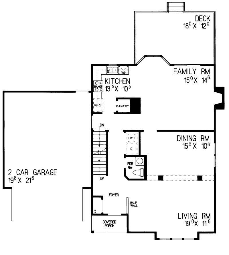 Floor Plan First Story of Colonial Plan #137-1198