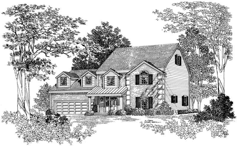 Home Plan Front Elevation of this 3-Bedroom,1563 Sq Ft Plan -137-1199
