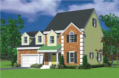 3-Bedroom, 1563 Sq Ft Colonial Home Plan - 137-1199 - Main Exterior