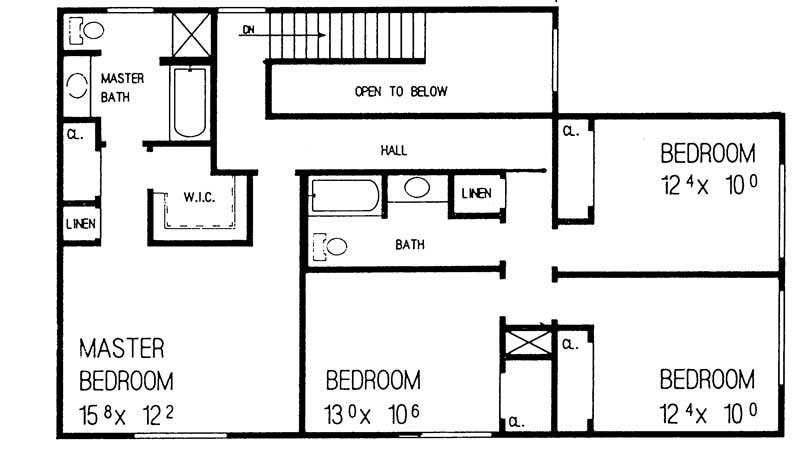 Floor Plan Second Story of Country Plan #137-1200