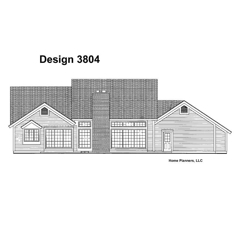 Home Plan Rear Elevation of this 3-Bedroom,2034 Sq Ft Plan -137-1206