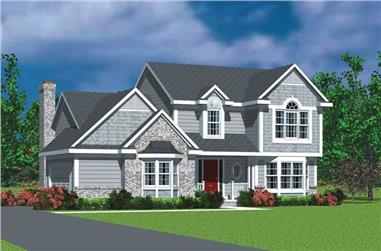 3-Bedroom, 2030 Sq Ft Colonial Home Plan - 137-1213 - Main Exterior