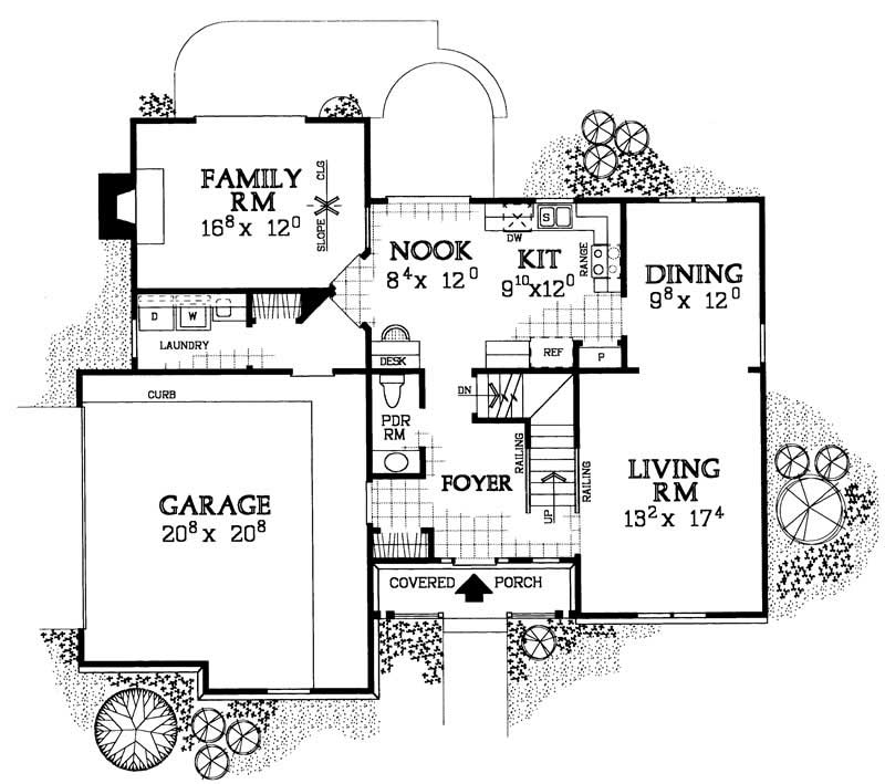 Floor Plan First Story of Traditional Plan #137-1214
