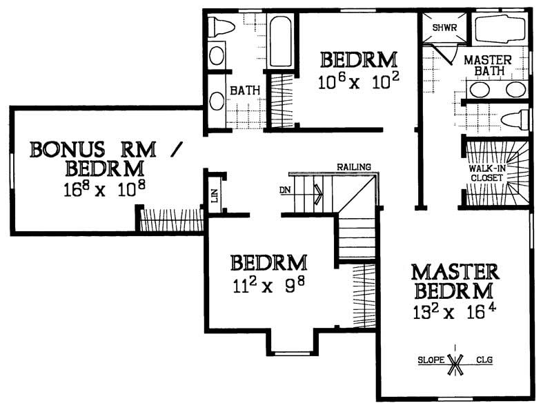 Floor Plan Second Story of Traditional Plan #137-1214