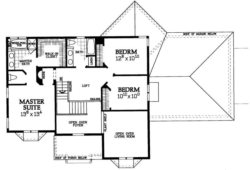 Floor Plan Second Story of Country Plan #137-1224