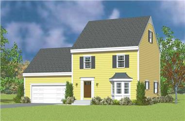 3-Bedroom, 1497 Sq Ft Colonial Home Plan - 137-1232 - Main Exterior