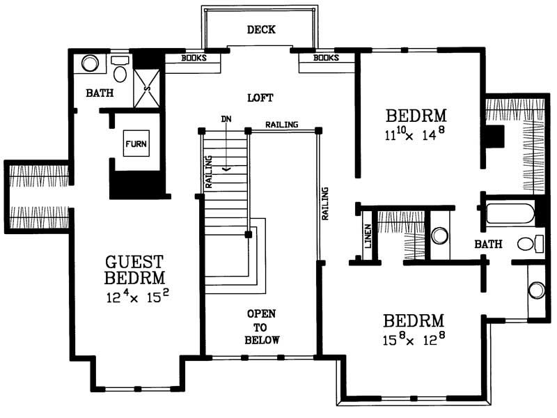 Floor Plan Second Story of Craftsman Plan #137-1237