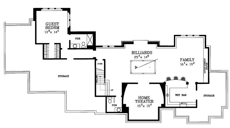 Floor Plan Basement of Craftsman Plan #137-1237