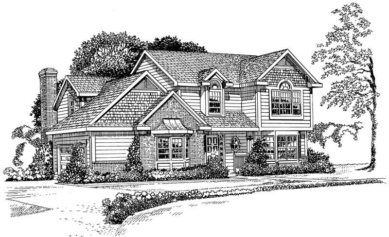 Home Plan Front Elevation of this 3-Bedroom,2037 Sq Ft Plan -137-1241