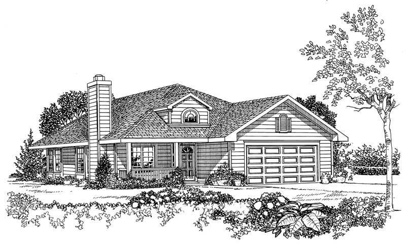 Home Plan Front Elevation of this 3-Bedroom,1676 Sq Ft Plan -137-1244
