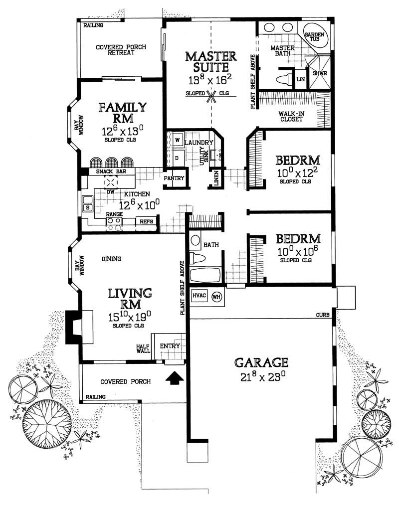 Floor Plan First Story of Country Plan #137-1244
