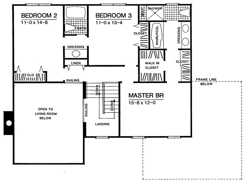 Floor Plan Second Story of Colonial Plan #137-1248