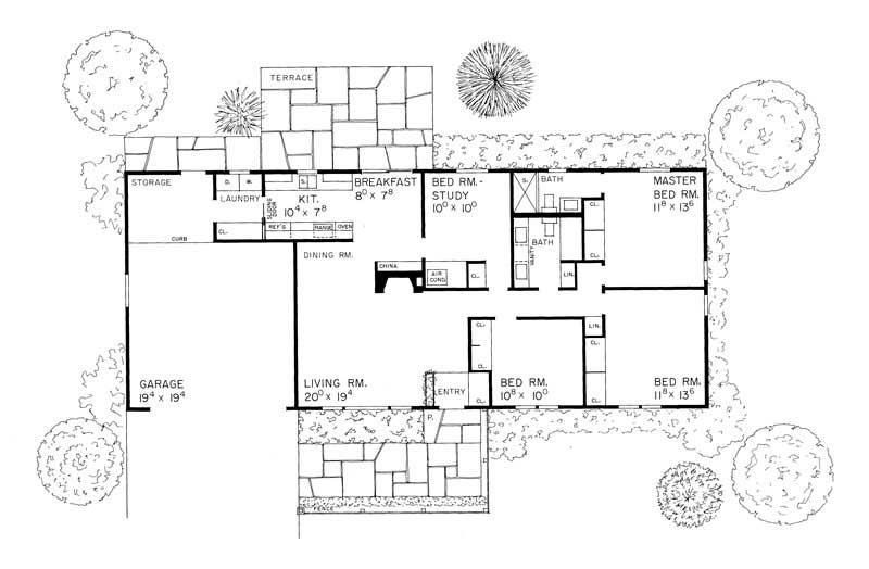 Floor Plan First Story of Small House Plans #137-1249