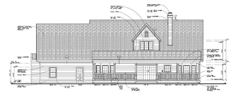 Home Plan Rear Elevation of this 4-Bedroom,2601 Sq Ft Plan -137-1258