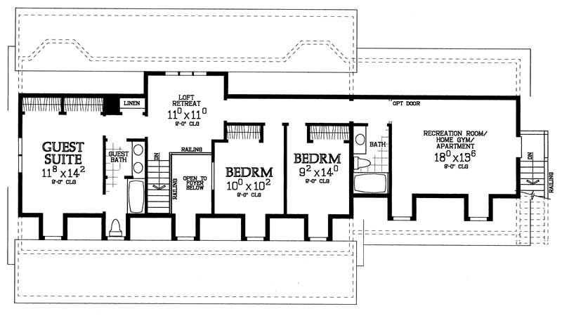 Floor Plan Second Story of Country Plan #137-1258