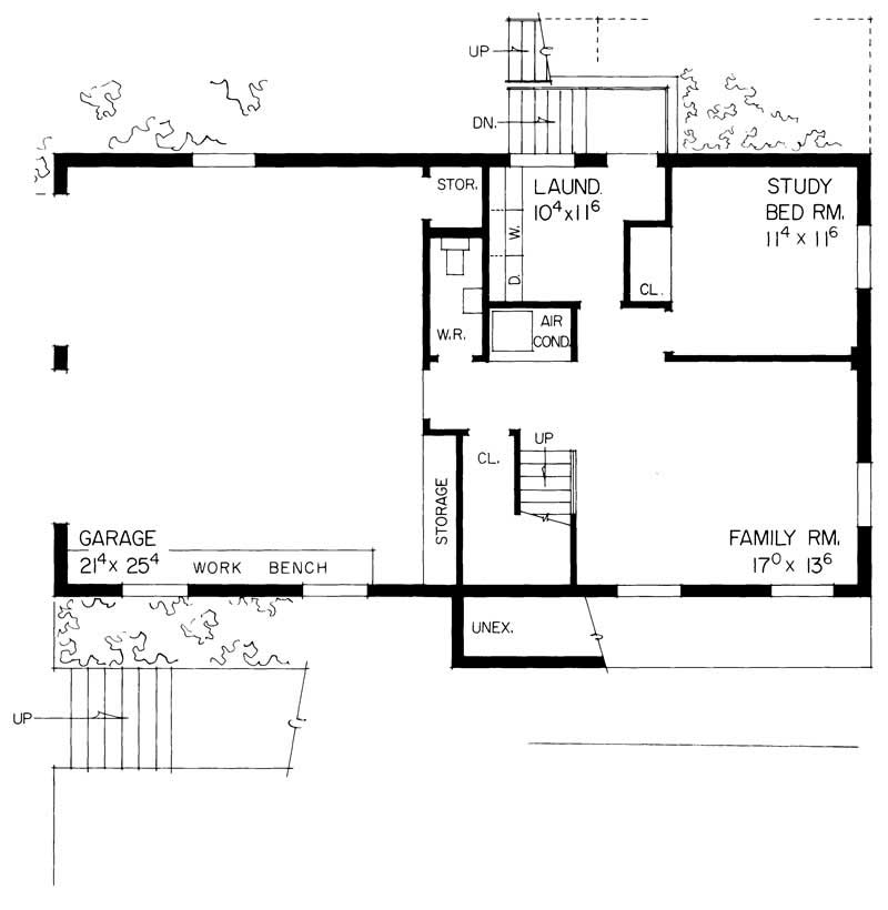 Floor Plan Basement of Colonial Plan #137-1263