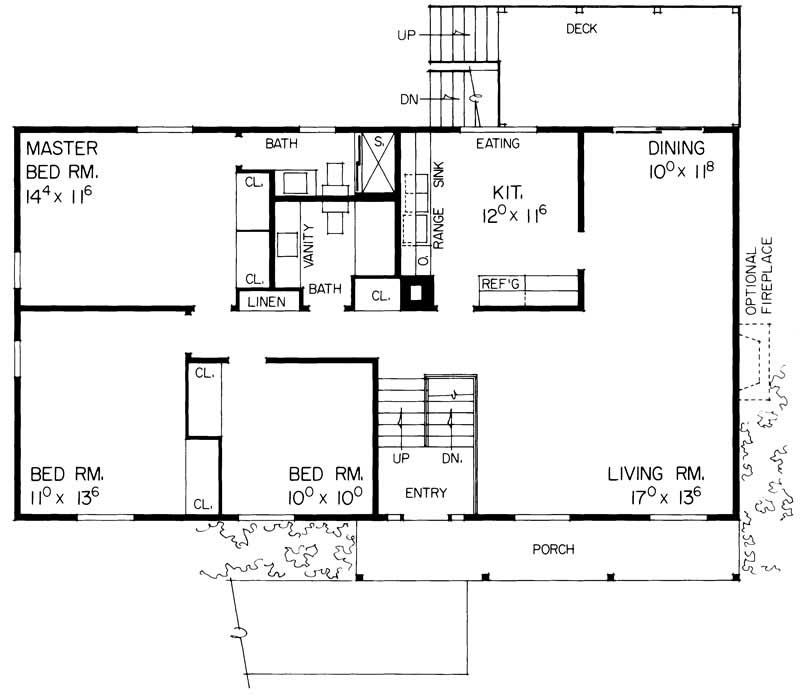 Floor Plan First Story of Colonial Plan #137-1263
