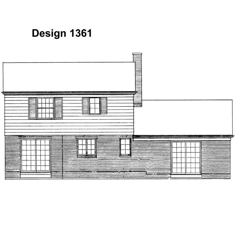 Home Plan Rear Elevation of this 3-Bedroom,1705 Sq Ft Plan -137-1265