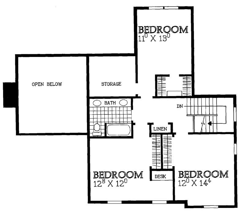 Floor Plan Second Story of Country Plan #137-1277