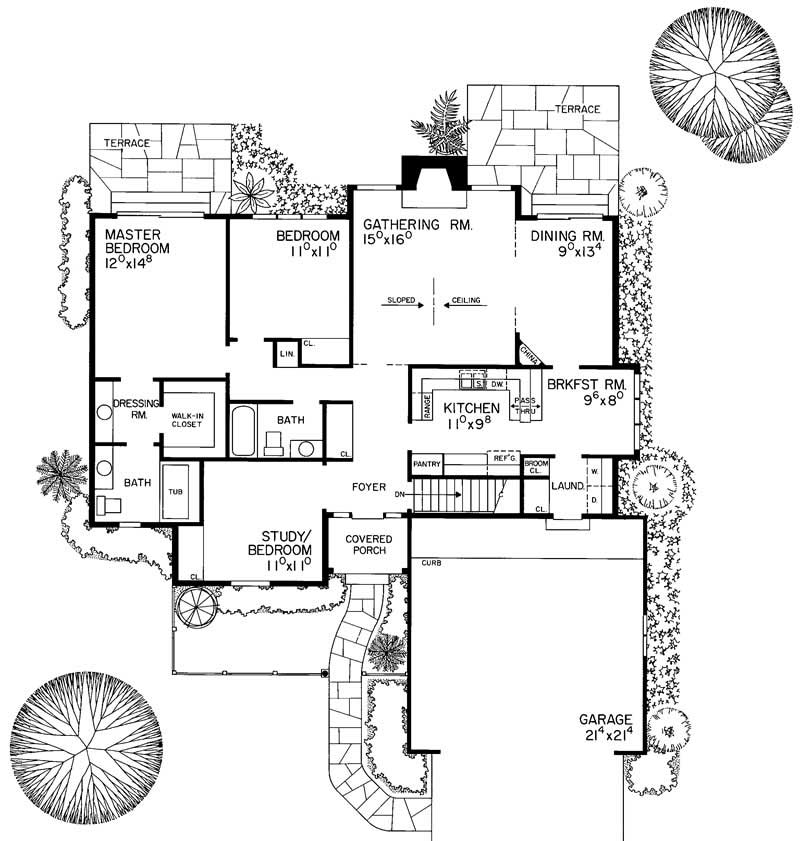 Floor Plan First Story of Country Plan #137-1282