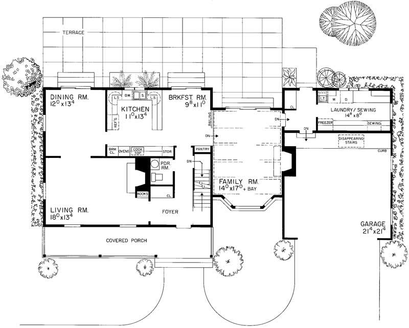 Floor Plan First Story of Country Plan #137-1288