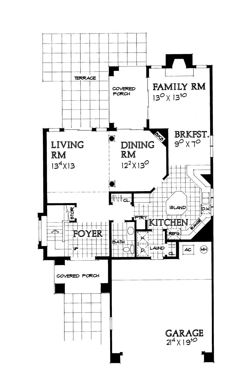 Floor Plan First Story of Mediterranean Plan #137-1290