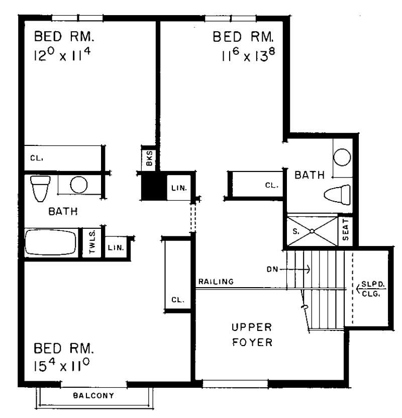 Floor Plan Second Story of Contemporary Plan #137-1295