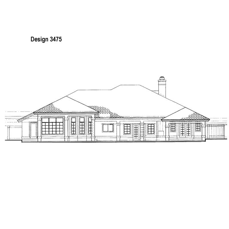Home Plan Rear Elevation of this 3-Bedroom,3286 Sq Ft Plan -137-1300