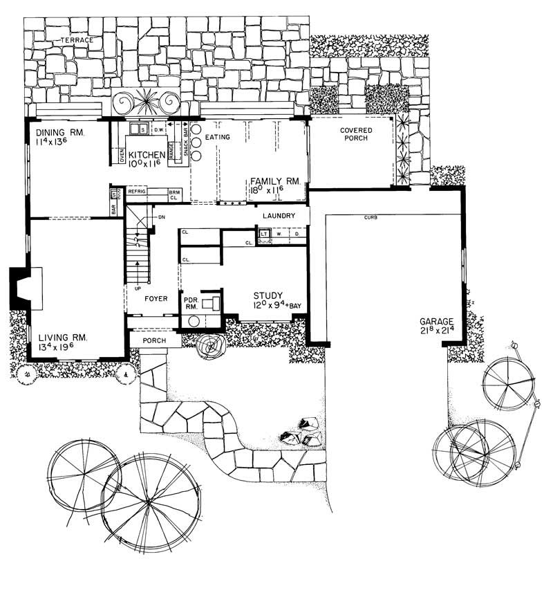 Floor Plan First Story of European Plan #137-1305