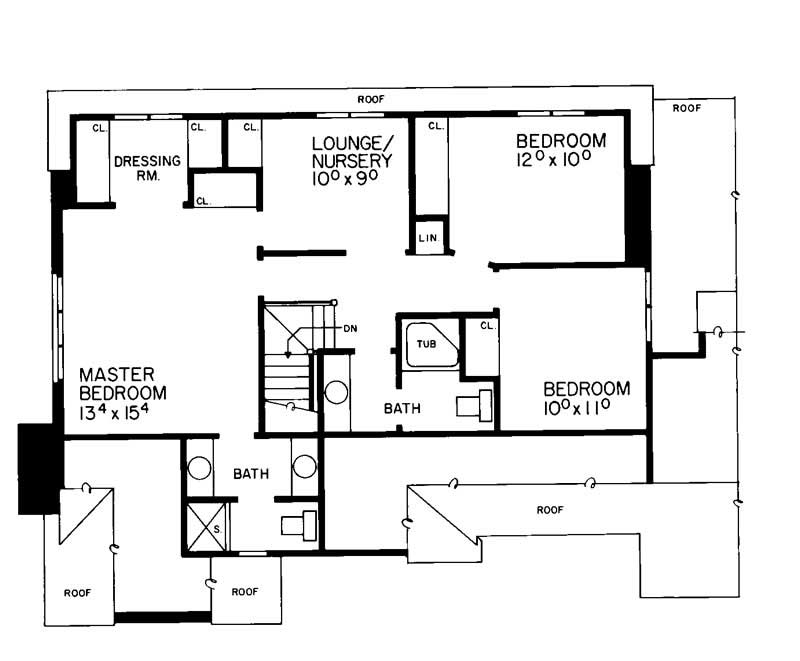 Floor Plan Second Story of European Plan #137-1305