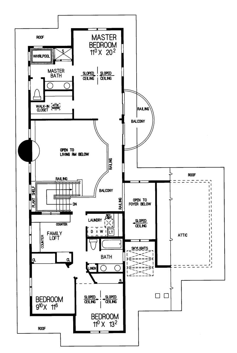 Floor Plan Second Story of Contemporary Plan #137-1309