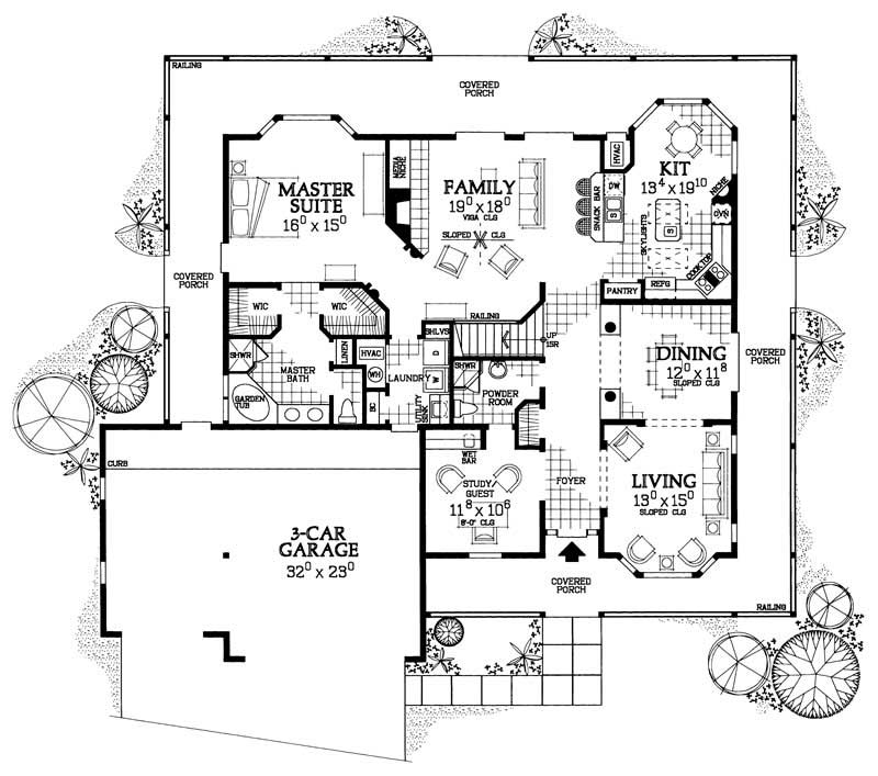 Floor Plan First Story of Country Plan #137-1312
