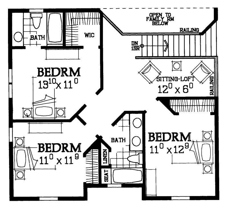 Floor Plan Second Story of Country Plan #137-1312