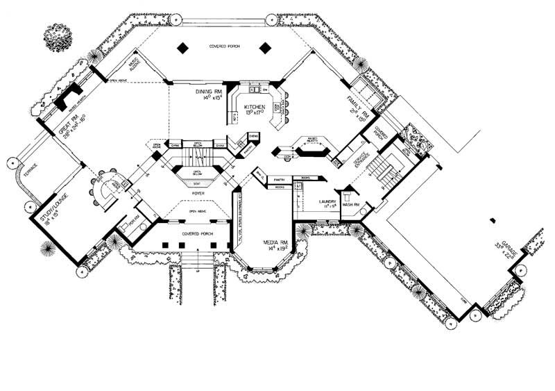 Floor Plan First Story of European Plan #137-1325