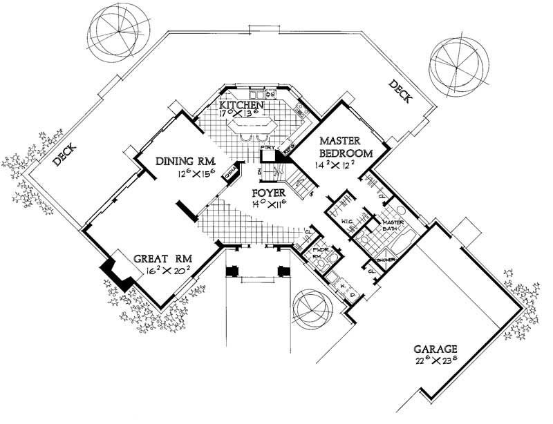 Floor Plan First Story of Traditional Plan #137-1328