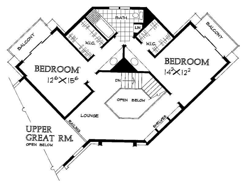 Floor Plan Second Story of Traditional Plan #137-1328