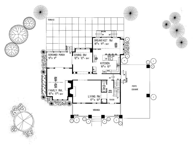 Floor Plan First Story of Craftsman Plan #137-1330